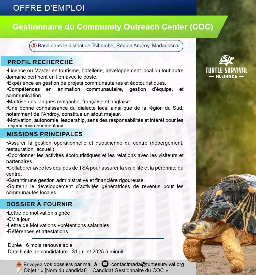 Recrutement d'un Gestionnaire du Community Outreach Center (COC)